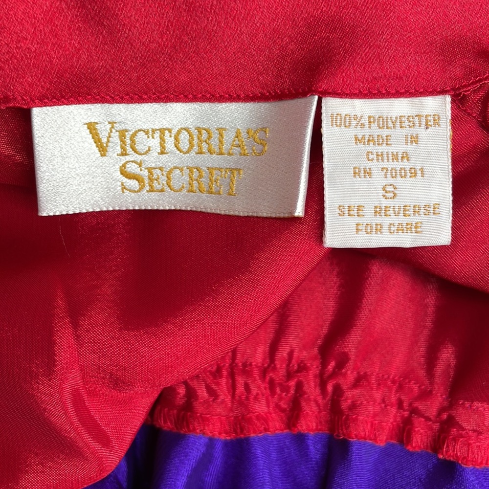 Vintage 90’s Victoria’s Secret red purple faux wrap slip dress Size Small - Picture 8 of 9